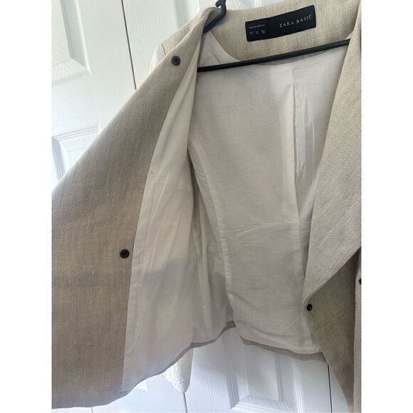 ZARA White & Beige Linen Motorcycle Jacket - Picture 8 of 8